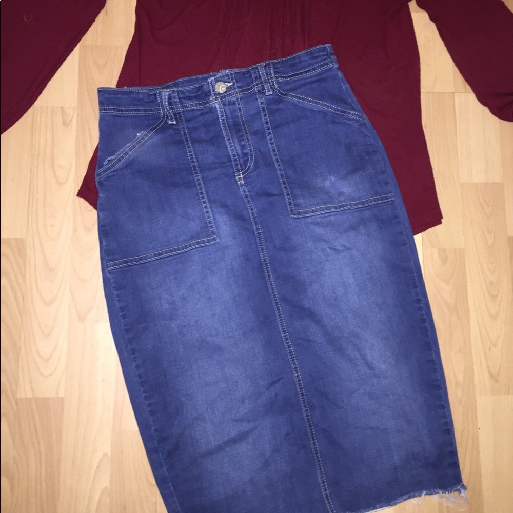 Pencil Denim Midi skirt
